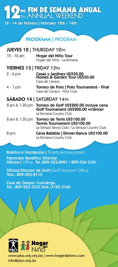 programa 12th Annual Hogar del Niño Weeked 12do Fin de Semana Anual