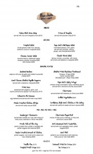 The Menu for The Kitchen at Papa Jacks